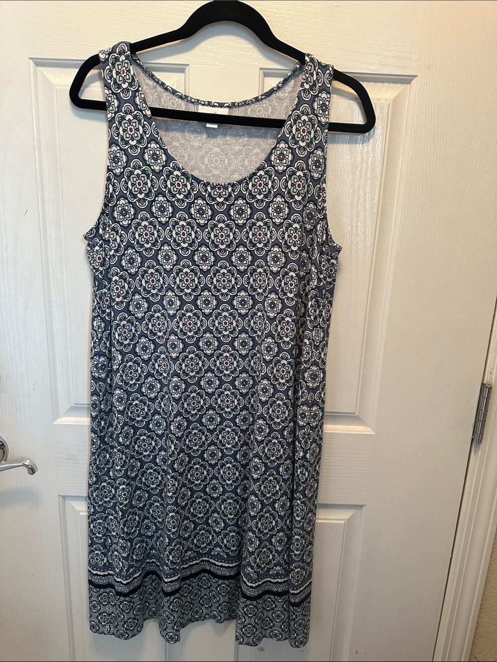 J. Jill Navy Blue Floral Medallion Tank Dress Size M
